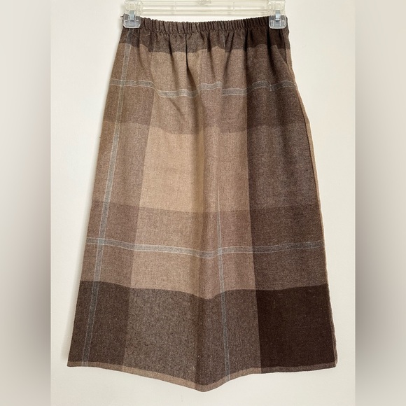Vintage Brown and Tan Plaid Elastic Waist Pencil Skirt - Picture 4 of 4